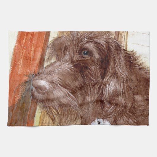 Chocolate Labradoodle Jackson Theedoek (Horizontaal)