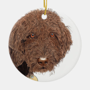Chocolate Labradoodle Keramisch Ornament