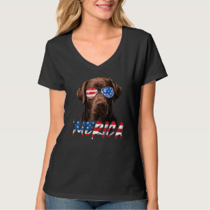 Chocolate Labrador American Flag Lab Dog 4th of J T-shirt