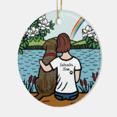 Chocolate Labrador Angel en mam Brown Keramisch Ornament (Links)