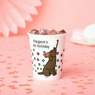 Chocolate Labrador Confetti Verjaardagsfeest Papieren Bekers