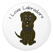 Chocolate Labrador Dog Design Keramische Knop (Voorkant)