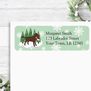 Chocolate Labrador Evergreen Return-adres Etiket