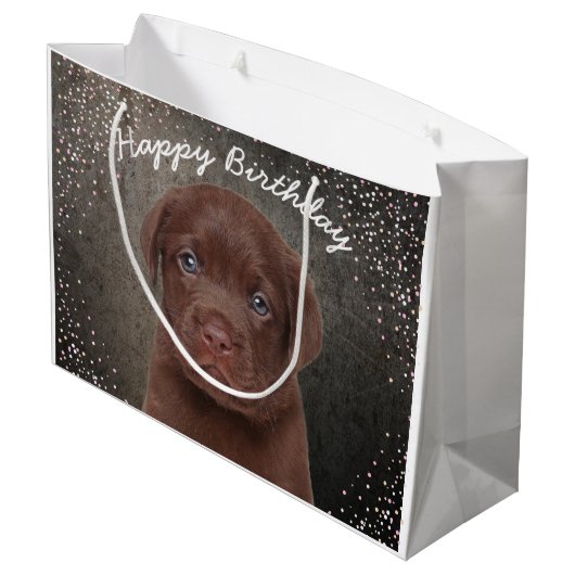 Chocolate Labrador Groot Cadeauzakje (Achterkant Gekanteld)