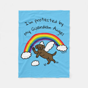 Chocolate Labrador Guardian Angel (regenboogbrug) Fleece Deken
