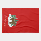 Chocolate Labrador-kerstboombomen Theedoek (Horizontaal)