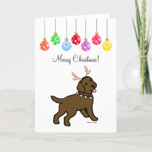 Chocolate Labrador-kerststrijders en -siervoorwerp Feestdagen Kaart