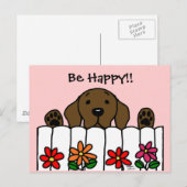 Chocolate Labrador kijkt naar jou Briefkaart (Voorkant / Achterkant)