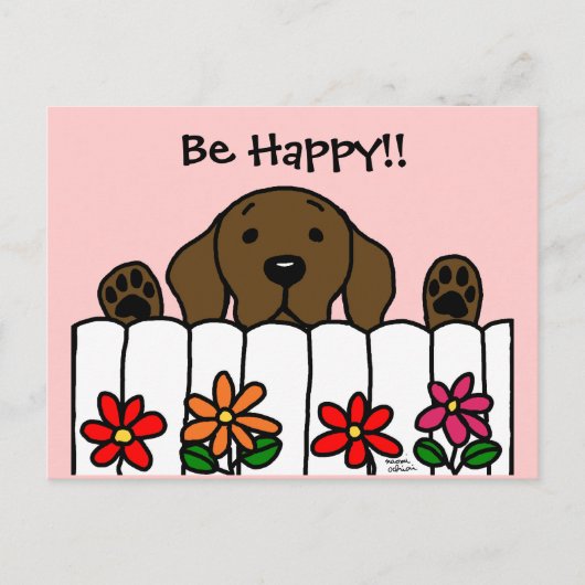 Chocolate Labrador kijkt naar jou Briefkaart (Voorkant)