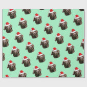 Chocolate Labrador met Santa Hat Cadeaupapier (Vlak)