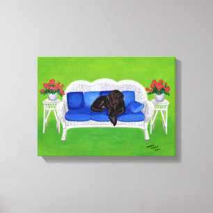 Chocolate Labrador op het tekenwerk van de bank Canvas Afdruk