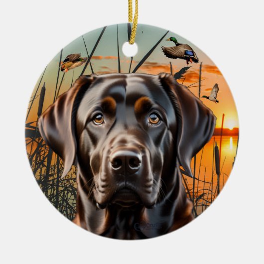 Chocolate Labrador Ornament (Voorkant)
