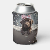 Chocolate Labrador Puppy Dog Spa Cute Blikjeskoeler (Blikje Achterkant)