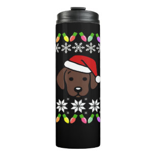 Chocolate Labrador Puppy Kerstman Santa Oversized Thermosbeker