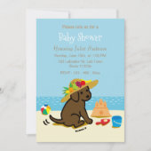 Chocolate Labrador Puppy Straw Pet Baby shower Kaart (Voorkant)