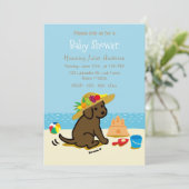Chocolate Labrador Puppy Straw Pet Baby shower Kaart (Staand voorkant)