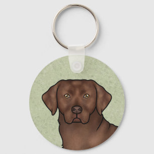Chocolate Labrador Retriever Art Schattige Lab Gro Sleutelhanger