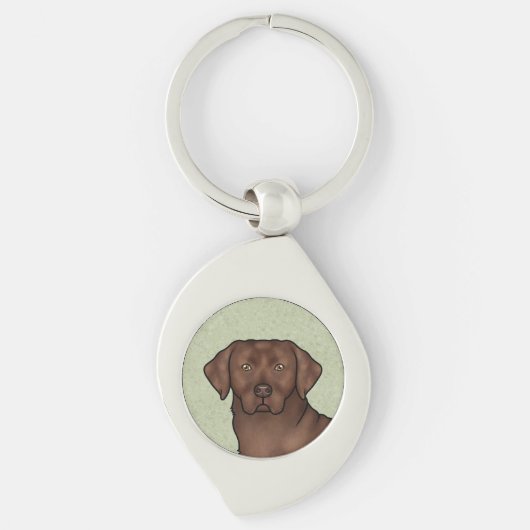 Chocolate Labrador Retriever Art Schattige Lab Hon Sleutelhanger (Voorkant)