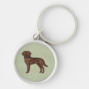 Chocolate Labrador Retriever Cartoon Dog Groen Sleutelhanger