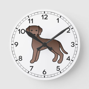Chocolate Labrador Retriever Cartoon Dog Tekening Ronde Klok