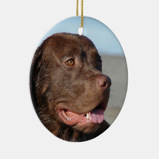 Chocolate Labrador Retriever Dog Ornament (Rechts)