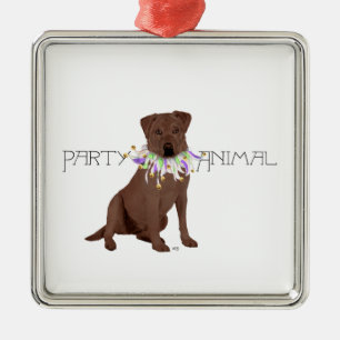 Chocolate Labrador Retriever Feestje Metalen Ornament