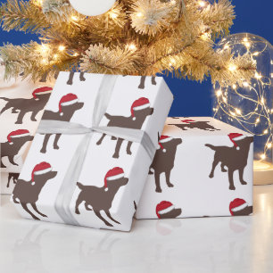 Chocolate Labrador Retriever Kerstman Hoed Kerstmi Cadeaupapier