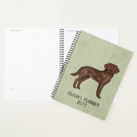 Chocolate Labrador Retriever Lab aangepaste tekst  Planner (Display)