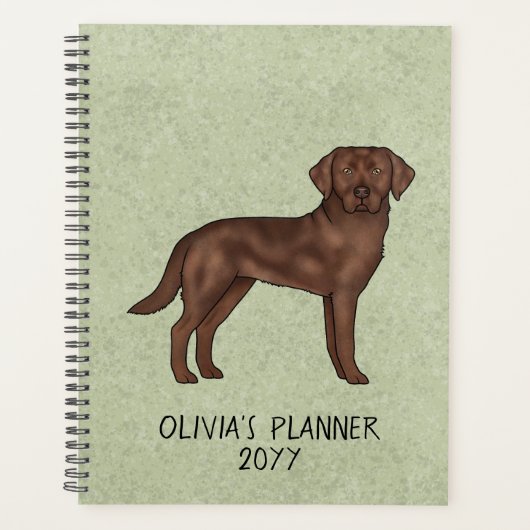 Chocolate Labrador Retriever Lab aangepaste tekst  Planner (Voorkant)
