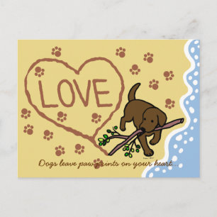 Chocolate Labrador Sand Letters Cartoon Briefkaart