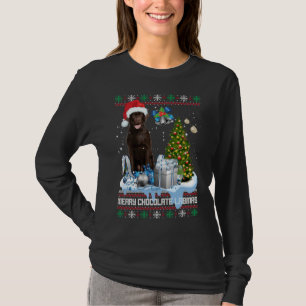 Chocolate Labrador Santa Hat Ugly Kerstmis T-shirt