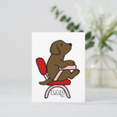 Chocolate Labrador Student 1 Cartoon Briefkaart (Staand voorkant)