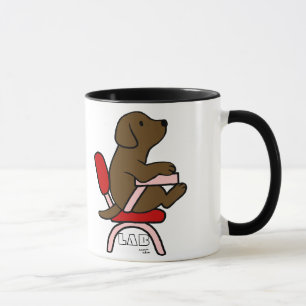 Chocolate Labrador Student 1 Cartoon Mok