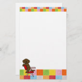 Chocolate Labrador Student 3 Mosaic Briefpapier (Voorkant / Achterkant)