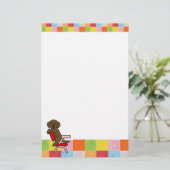 Chocolate Labrador Student 3 Mosaic Briefpapier (Staand voorkant)