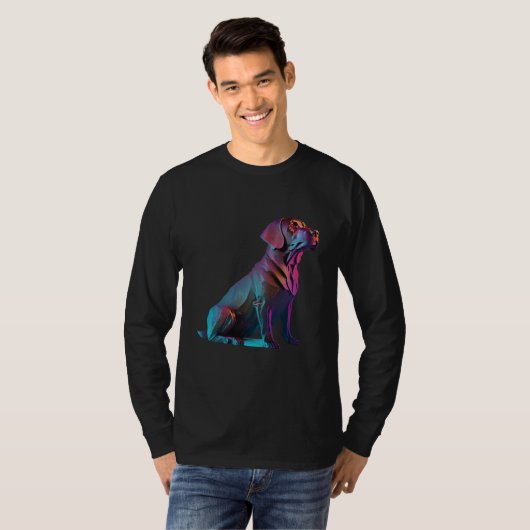 Chocolate Labrador Synthwave 80s Retrowave Aesthet T-shirt (Voorkant volledig)