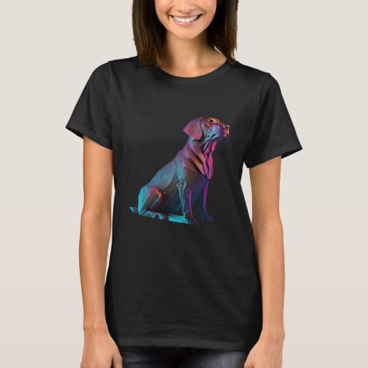 Chocolate Labrador Synthwave 80s Retrowave Aesthet T-shirt (Voorkant)