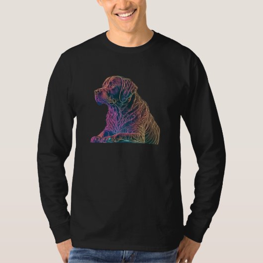 Chocolate Labrador Synthwave 80s Retrowave Aesthet T-shirt (Voorkant)