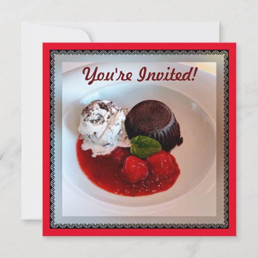 Chocolate Lava-Cake - aardbeien en ijskap Kaart (Voorkant)