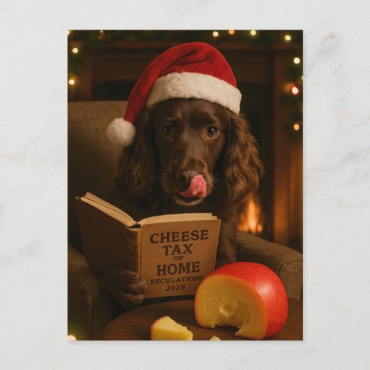Chocolate /liver cocker spaniel Christmas postcard Briefkaart (Voorkant)