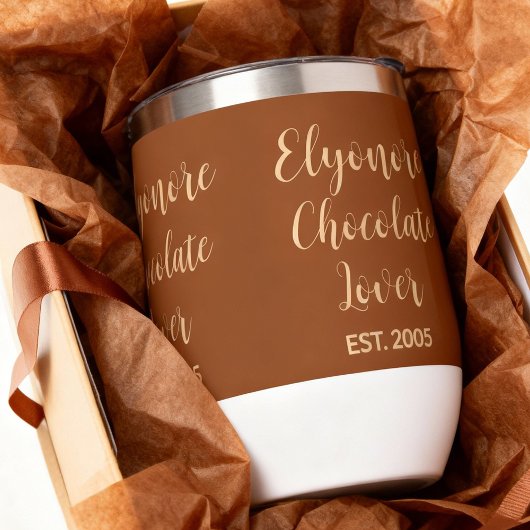 Chocolate Lover Cream Script Personalized Name Est