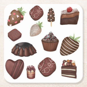 Chocolate Lovers Vierkante Kartonnen Onderzetter