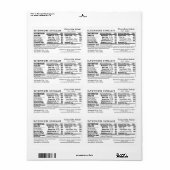 Chocolate Maker Nutrition Facts Packaging Etiket (Full Sheet)