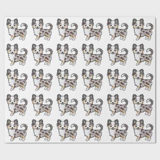 Chocolate Merle Long Coat Chihuahua Dog Pattern Cadeaupapier (Vlak)