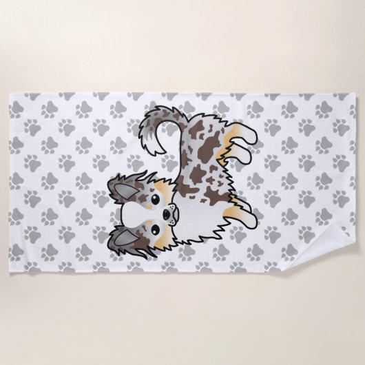 Chocolate Merle Long Coat Chihuahua Dog & Paws Strandlaken (Voorkant)