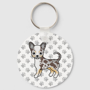 Chocolate Merle Smooth Coat Chihuahua Dog & Paws Sleutelhanger