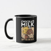 Chocolate Milk Sipping on Bliss – Kawaii Cat Food Mok (Links)