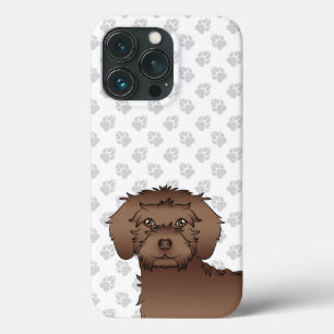 Chocolate Mini Goldendoodle Mopshoofd Cute Cartoon iPhone 13 Pro Hoesje