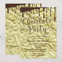 Chocolate Party Gouden Nep Folie Wrapper Uitnodigi