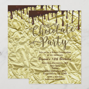 Chocolate Party Gouden Nep Folie Wrapper Uitnodigi Kaart